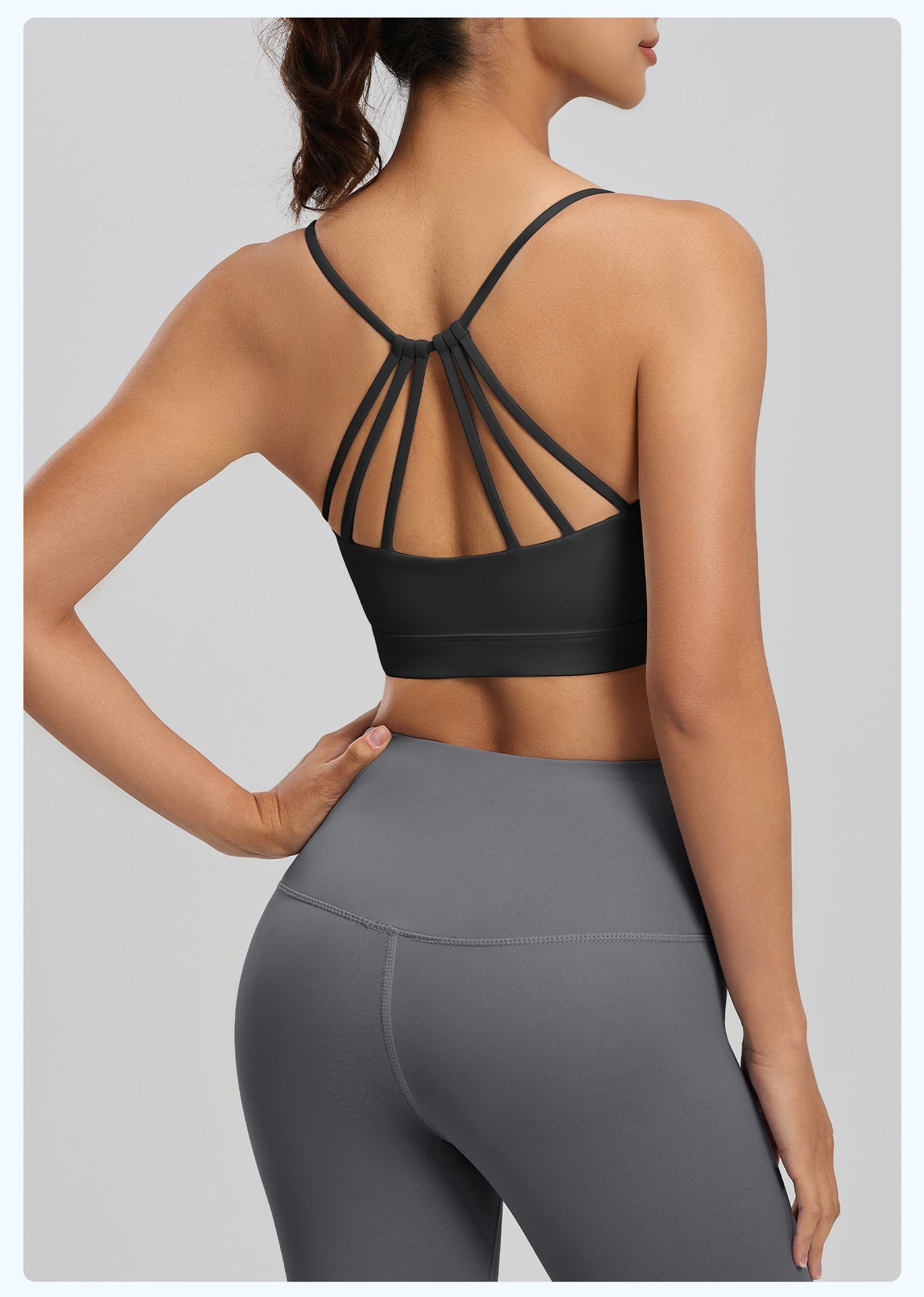Women's Six String Cross Back Sports Bra, Summer Dopamine Thin Style, Shockproof Yoga Fitness Bra