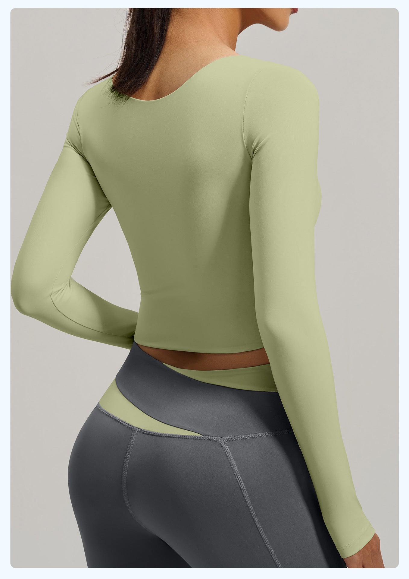 Women's Peach Color Block Long Sleeve Yoga Top, Naked Feel Slim Fit Sports Running Workout Shirt