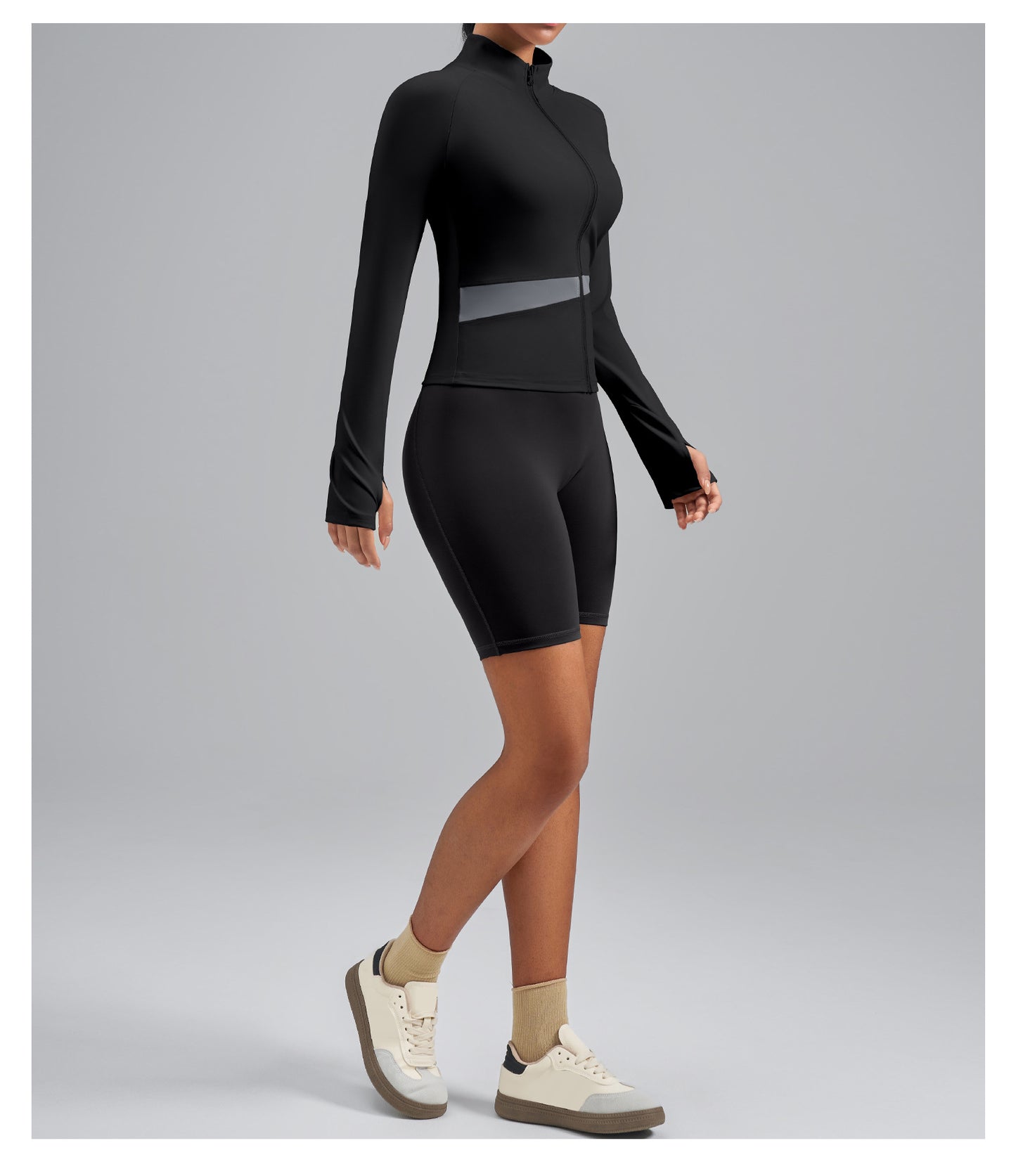 Women’s Color Block Yoga Jacket, Stretchy Fabric Sports Top for Fitness Workout Training