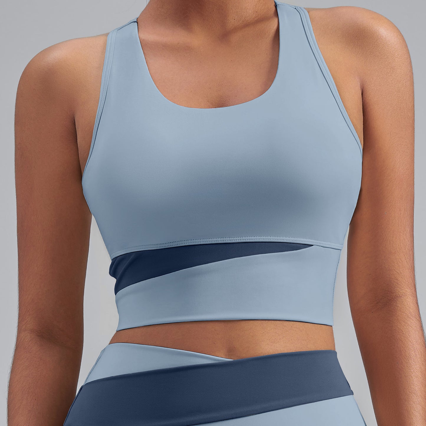 Women’s Color Block Sports Bra Tank Top, Stable Containment Fit Athletic Workout Top for Running & Fitness Training