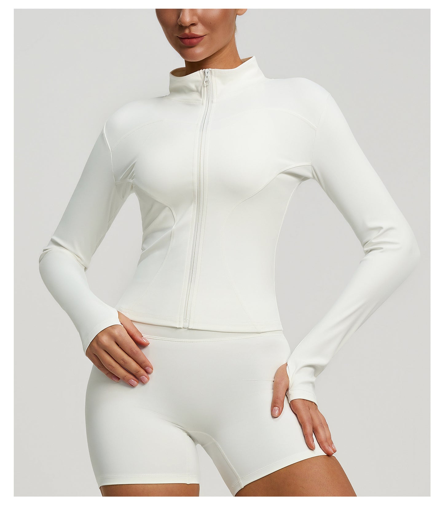 Women’s Zipper Yoga Jacket, Long Sleeve Sports Top for Running & Fitness Training