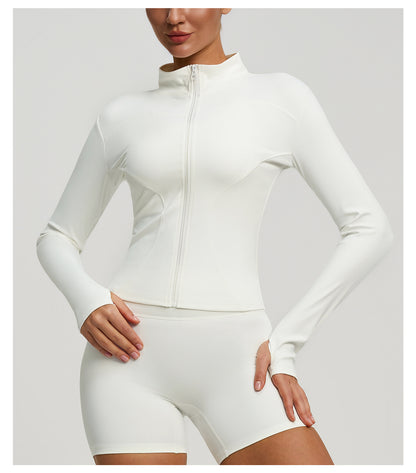 Women’s Zipper Yoga Jacket, Long Sleeve Sports Top for Running & Fitness Training