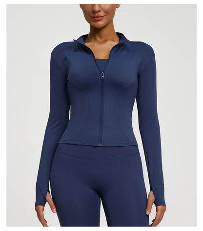 Women’s Zipper Yoga Jacket, Long Sleeve Sports Top for Running & Fitness Training