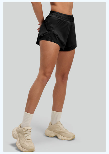 Women's Mesh Yoga Shorts, Peach Butt Lifting Fitness Shorts, Seamless Naked Feeling with Pockets