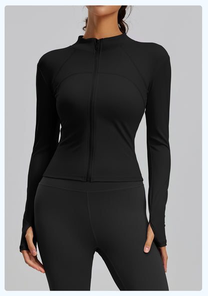 Women's Stitched Line Yoga Jacket, Breathable UV Protection Sun Protection Coat, Slim Lightweight Fitness Workout Outerwear