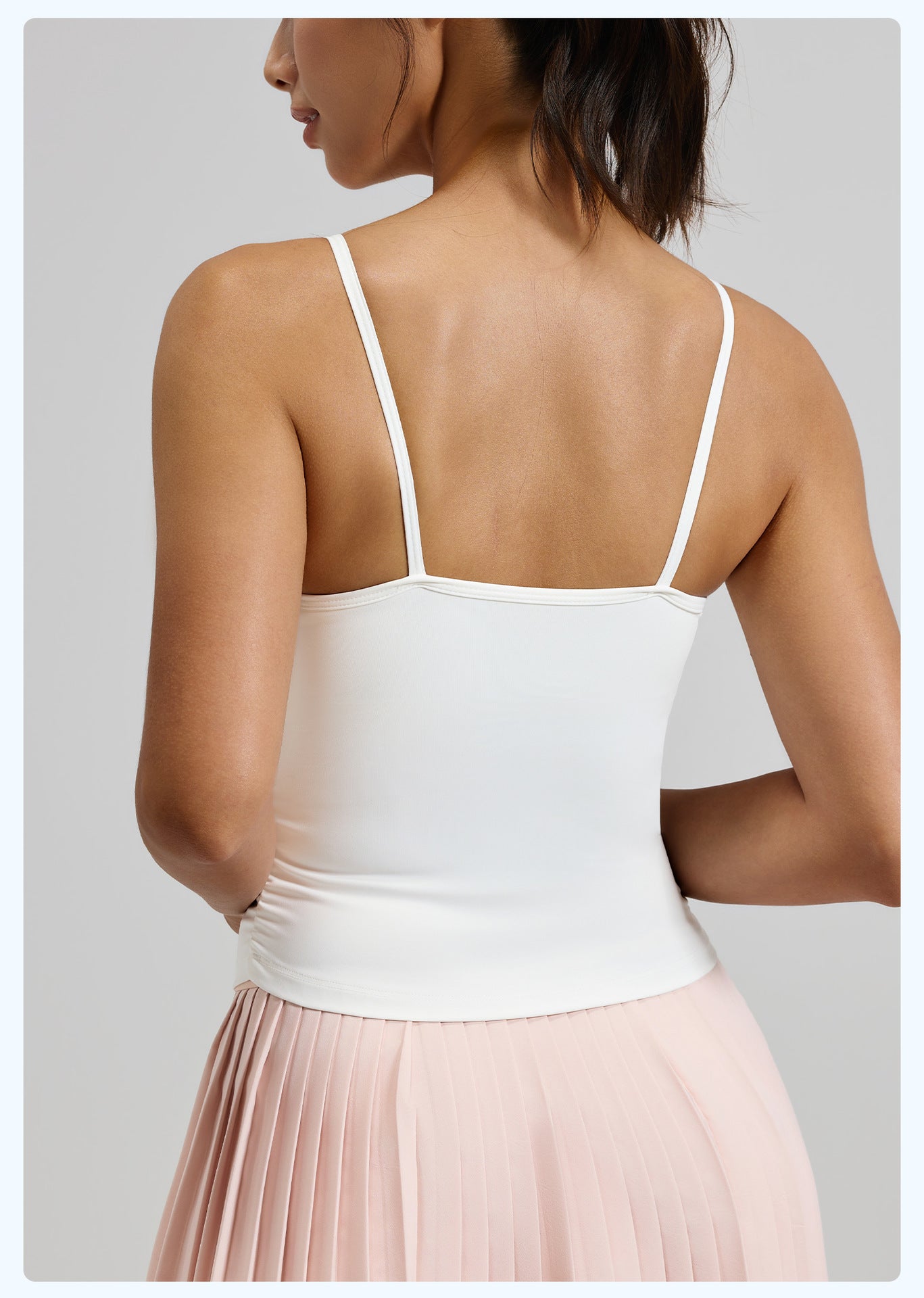 Women’s Waist Cinched Ruched Yoga Tank Top, Integrated Fixed Cup Camisole Bra with Compression Contour Fit for Daily Fitness Training
