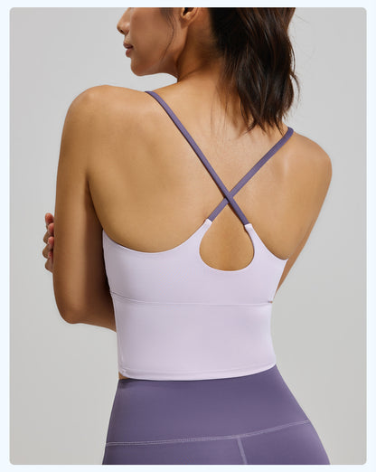 Women's High-Stretch Naked Feeling Sports Bra, Summer Padded Yoga Bra & Fitness Tank Top