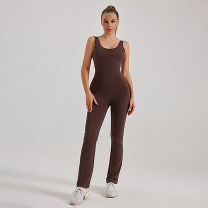 Women’s Fashion Slim Fit Yoga Bodysuit, Cutout Back, Tummy Control Workout Jumpsuit