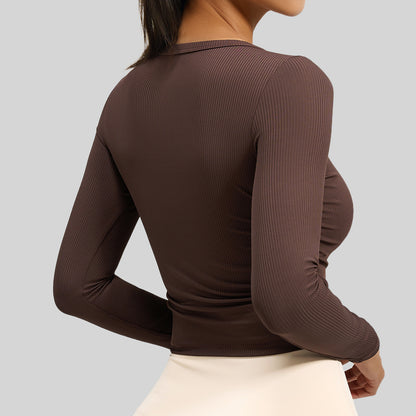 New Fall Women's Slim Fit Yoga Top, Breathable & Waist-Shaping Long Sleeve Workout Shirt