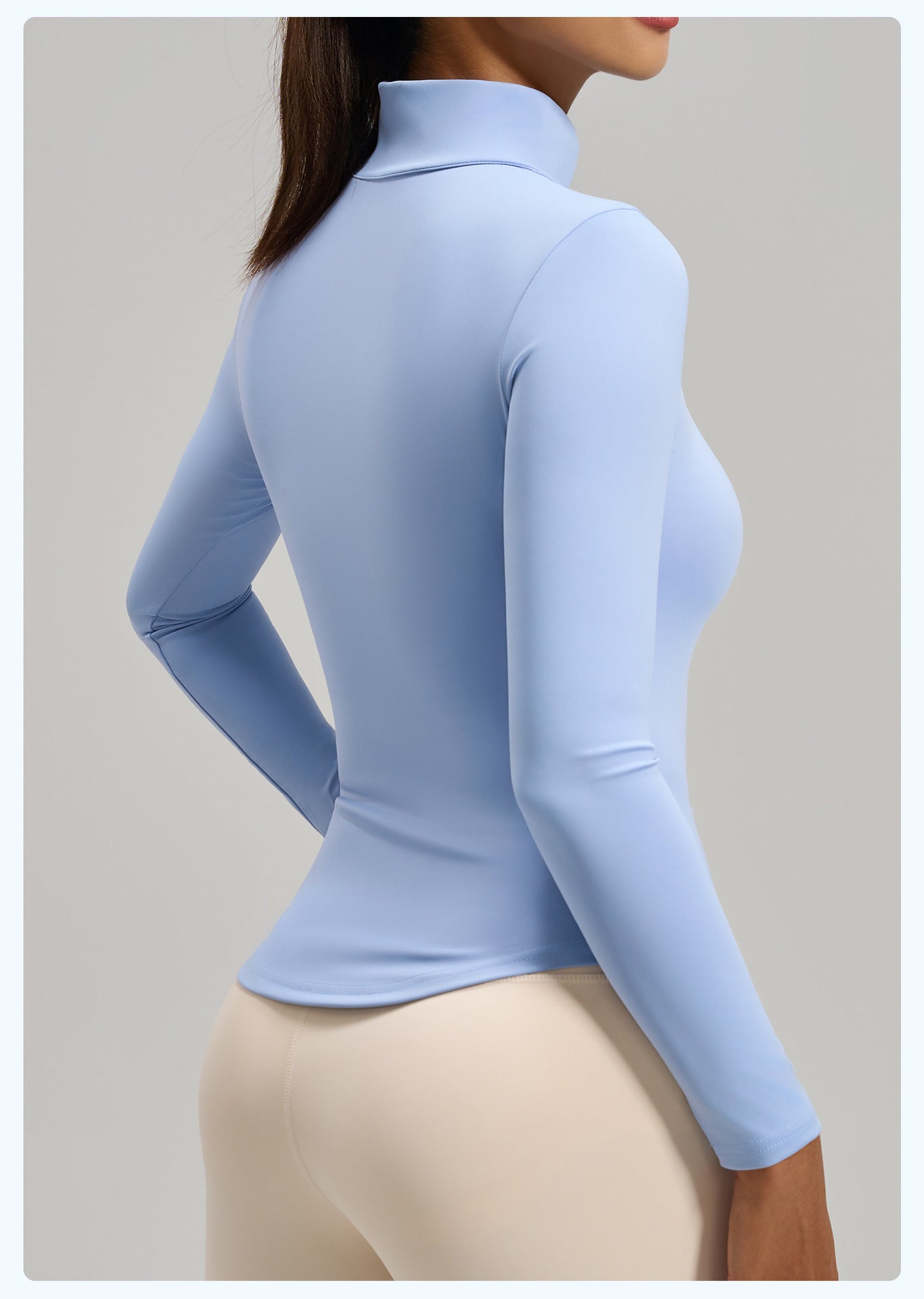 Women's Fashion Half Zip Yoga Top, Naked Feeling Slim Fit Seamless Breathable Sports Workout Shirt