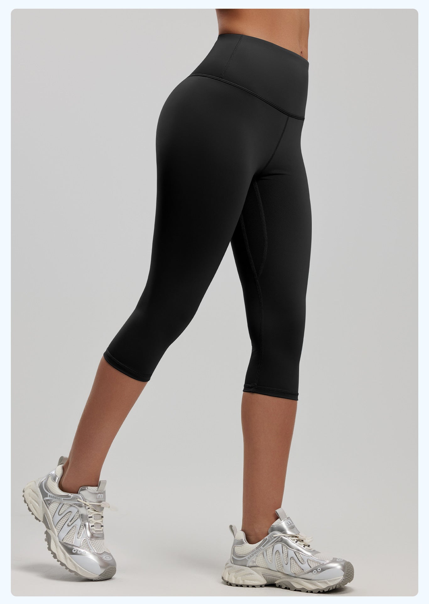 Women's High Waist 7/8 Fitness Pants, Elastic Hip Lifting Yoga Capris, Peach Butt Tight Sports Leggings