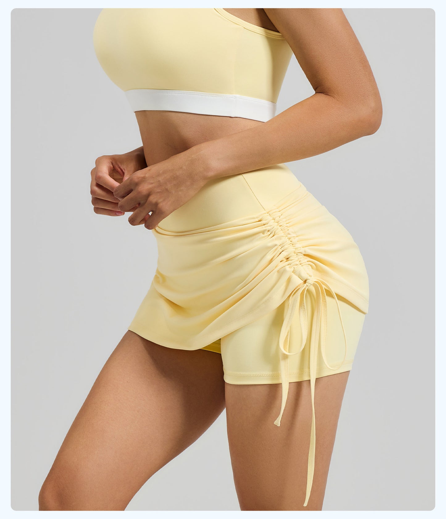 New Ruched Sports Skort Women, High Waist Anti-Exposure Running Shorts, 2-in-1 Short Yoga Skort