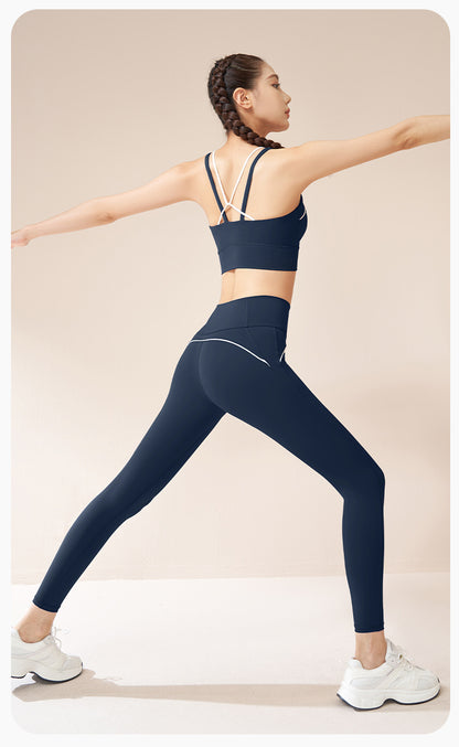 Women's Line Design Beauty Back Yoga Sports Bra, High Elastic Shockproof Yoga Workout Bra