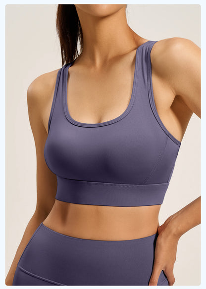 Women's Racer Back Sports Bra Adjustable Hook Closure High Support Shockproof Yoga Bra