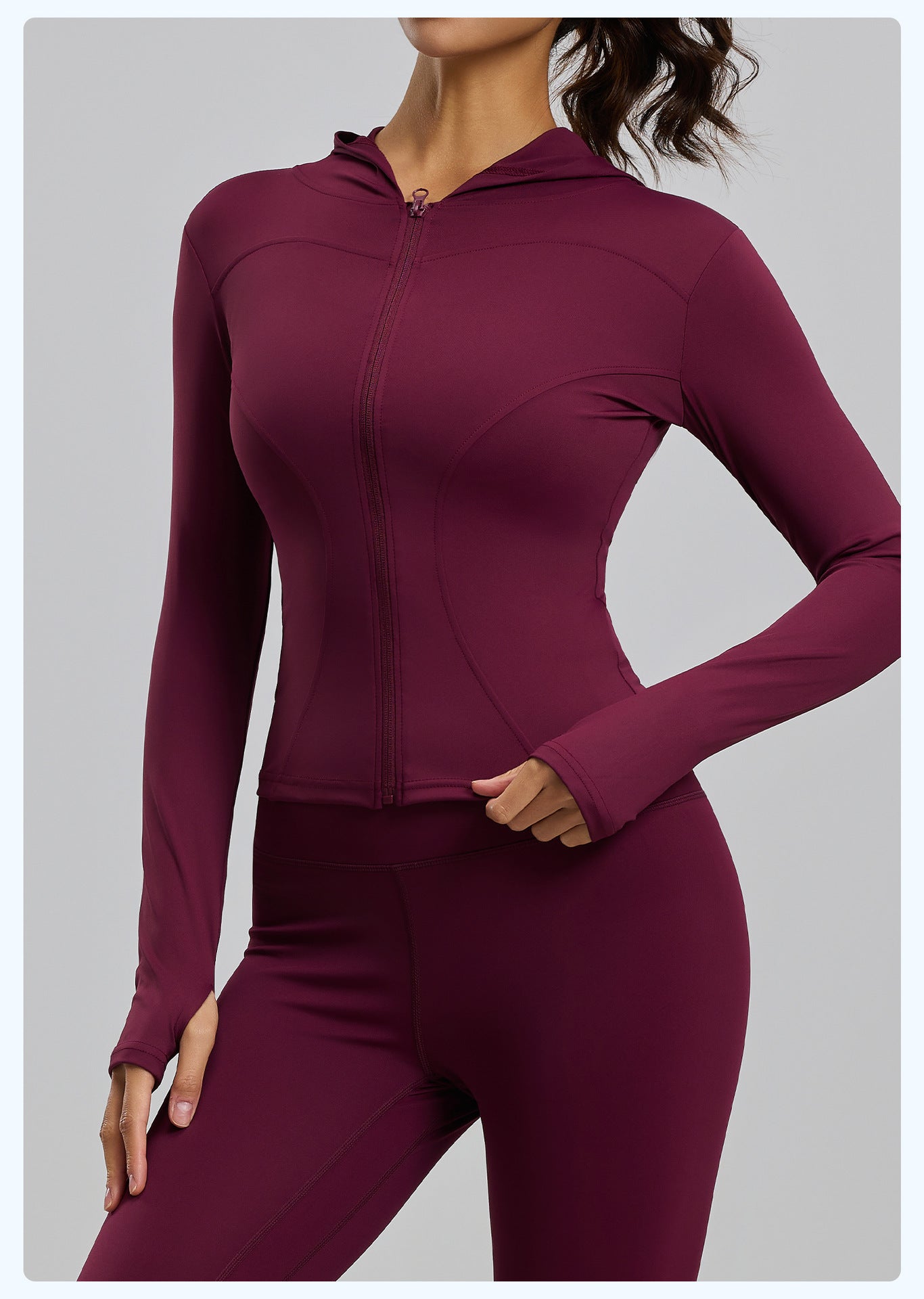 Women’s Slim Fit Hooded Yoga Jacket – Long Sleeve Sports Coat for Spring & Autumn, Running & Cycling
