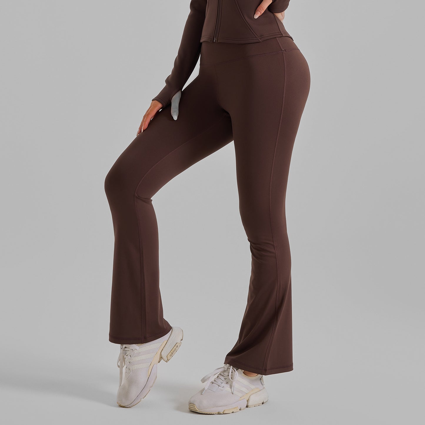 Women'European Size Peach Flare Yoga Pants, High Waist Tummy Control Slim Fit Workout Leggings, High Stretch Naked Feel Fitness Pants