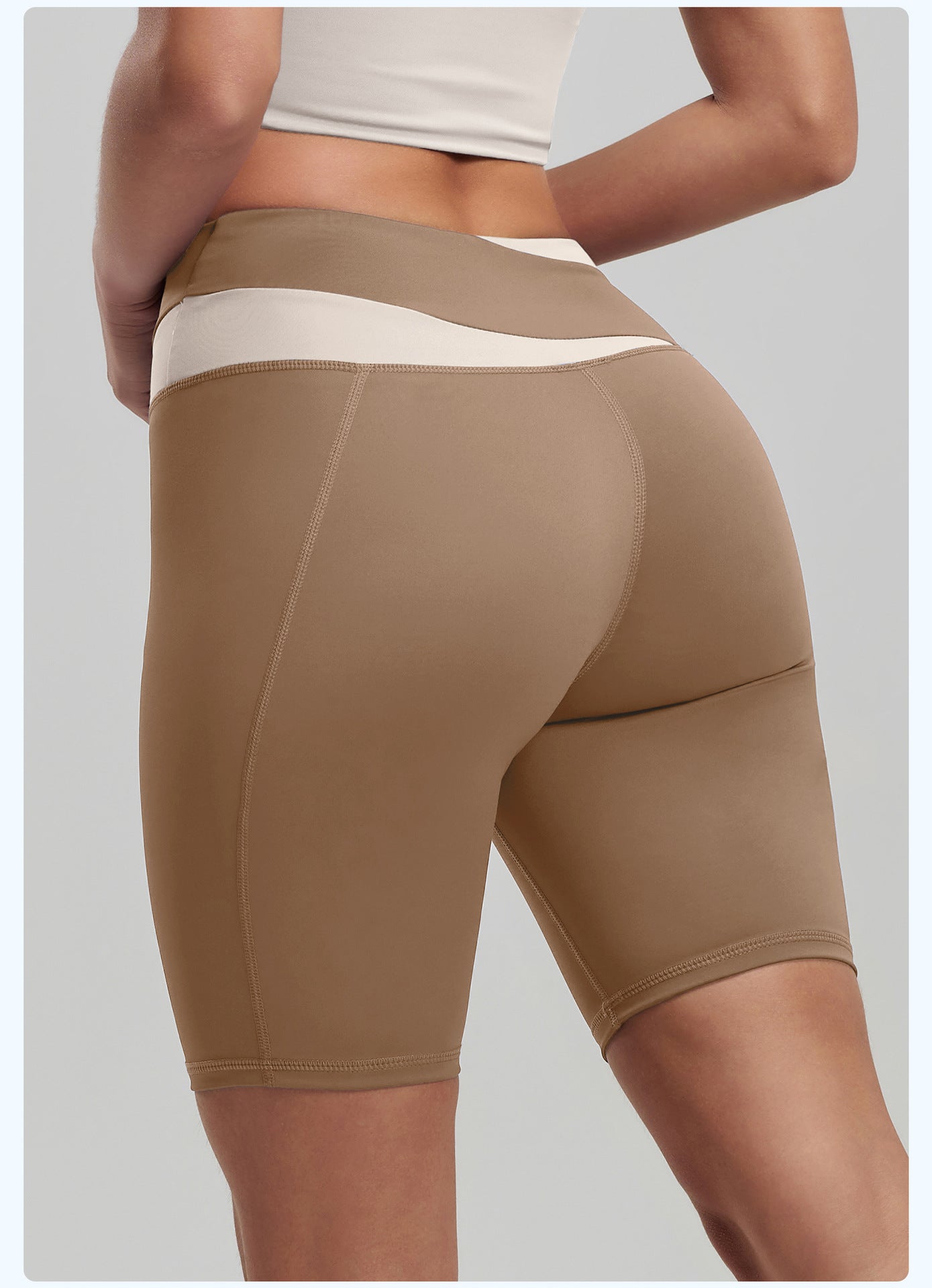 Color Block No VPL Yoga Shorts, High Elastic Slim Fit 5 Inch Biker Shorts for Fitness & Running