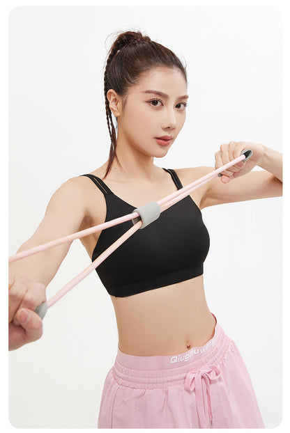 Peach Shoulder Thin-Strap Yoga Sports Bra, High Elastic U-Shaped Shockproof, Push-Up & Beauty Back Integrated Yoga Bra
