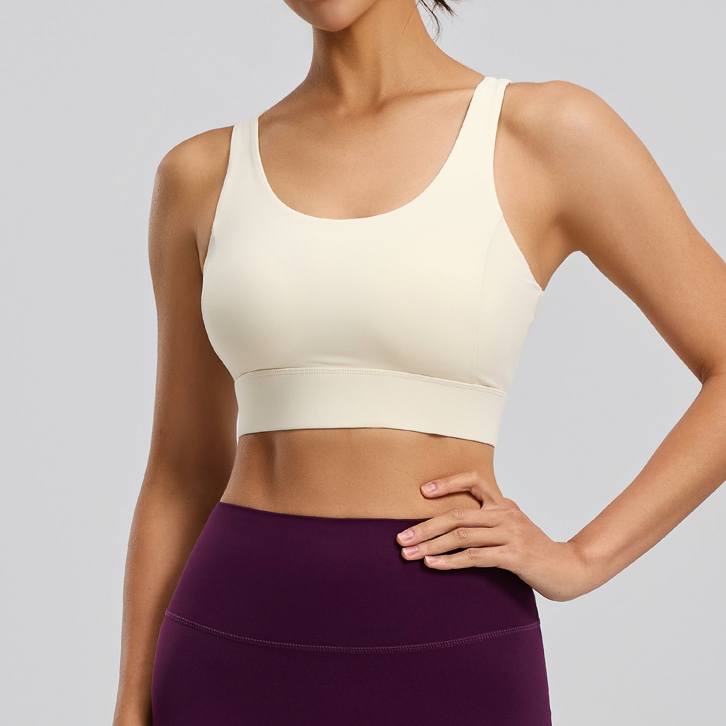 Hole-Sense Yoga Bra Breathable Back Buckle High-Support Shockproof Push-Up Sports Bra for Women