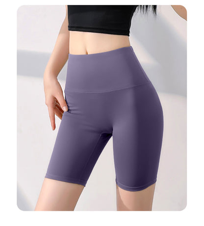Women's No Camel Toe Yoga Shorts, High Waist Butt Lifting Five-Pocket Length Pants, Naked Feeling Workout Shorts