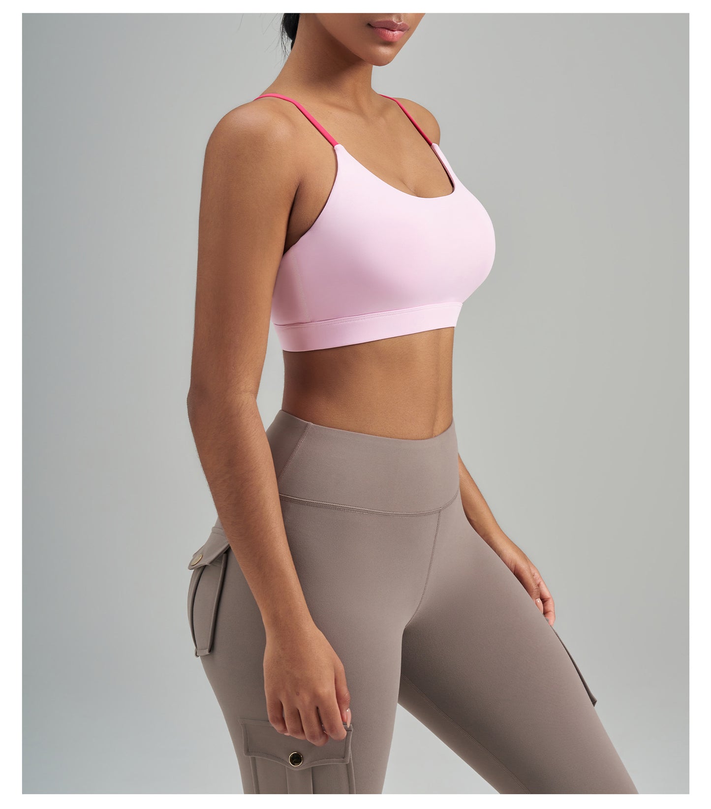 Women's Summer Color Block Sports Bra, High Impact Shockproof Push Up Beauty Back Yoga Workout Top for Running Fitness