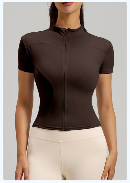Women's High-Stretch Short Sleeve Yoga Top, Slim Fit Naked Feeling Workout Shirt for Running & Fitness
