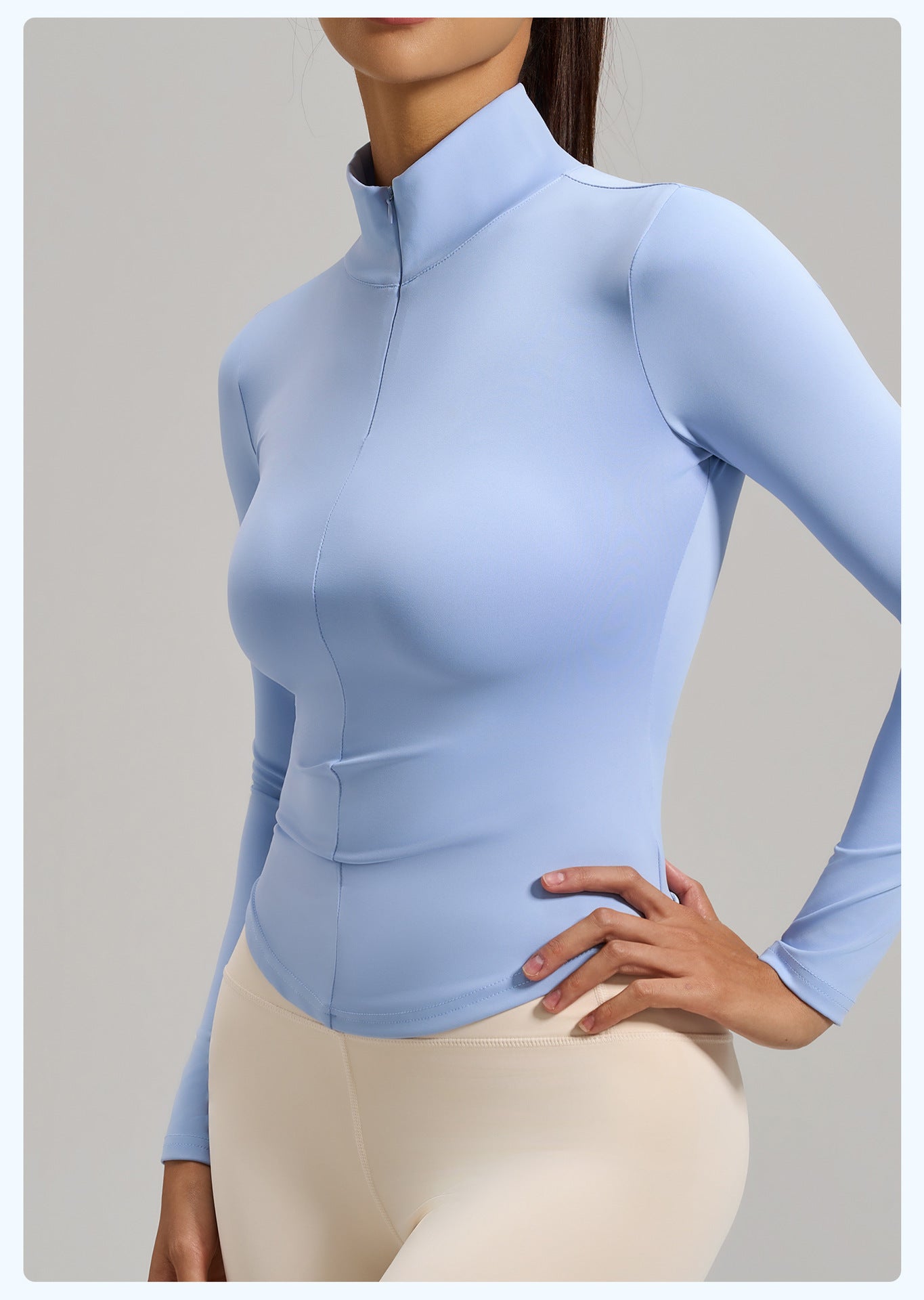 Women's Fashion Half Zip Yoga Top, Naked Feeling Slim Fit Seamless Breathable Sports Workout Shirt