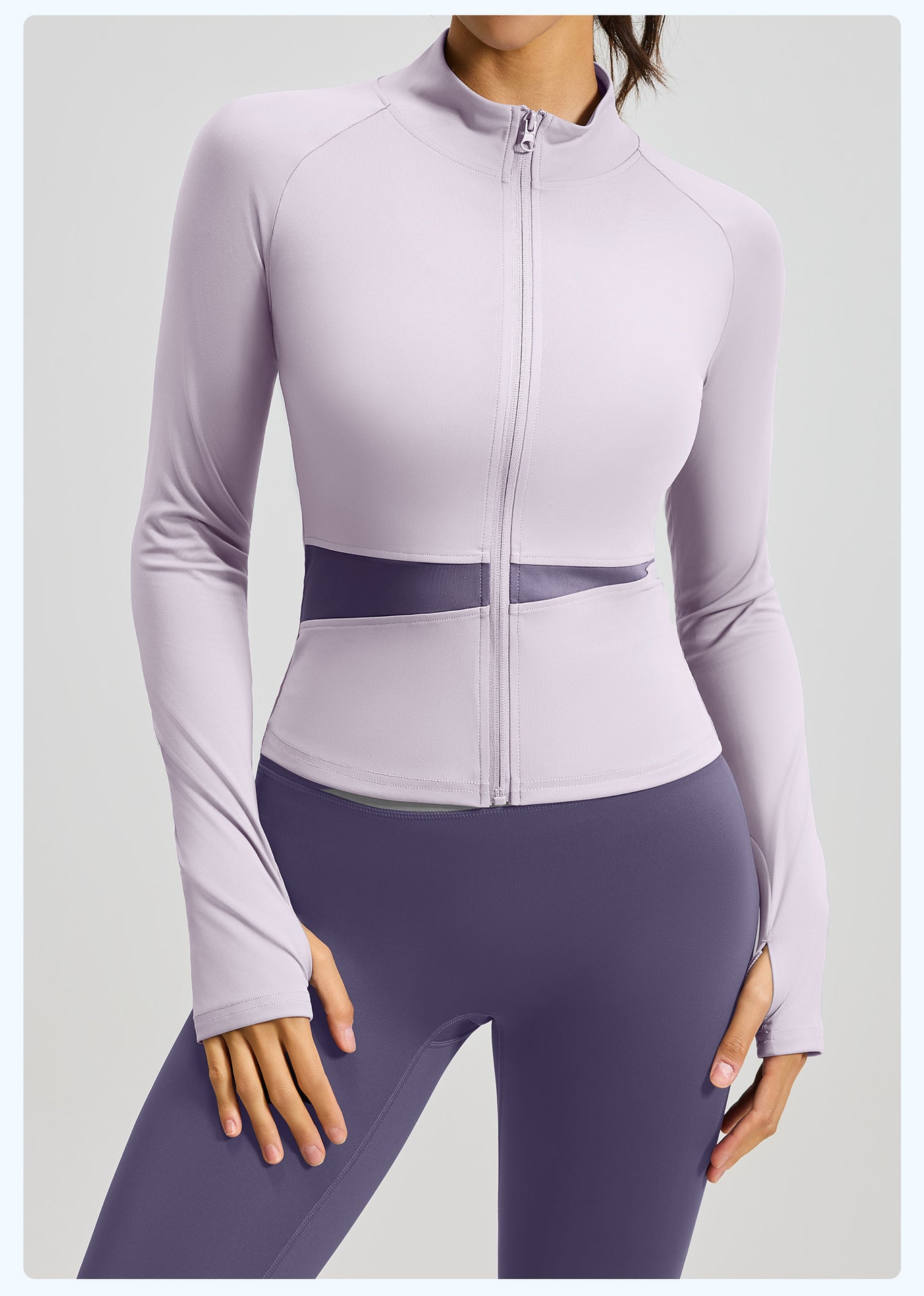 Women's Color Block Yoga Jacket, High Neck Slim Fit Naked Feeling Workout Top