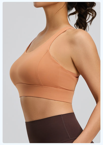 Hole-Sense Yoga Bra Breathable Back Buckle High-Support Shockproof Push-Up Sports Bra for Women