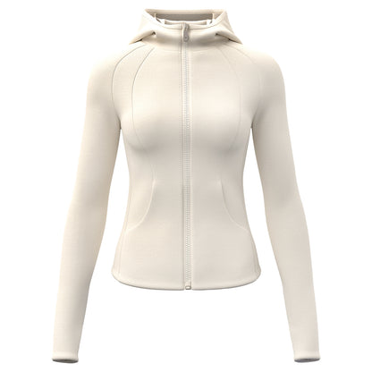 Women's New Winter Fleece Lined Thick Yoga Jacket, Slim Fit Zip Up, Windproof Hooded Sports Coat