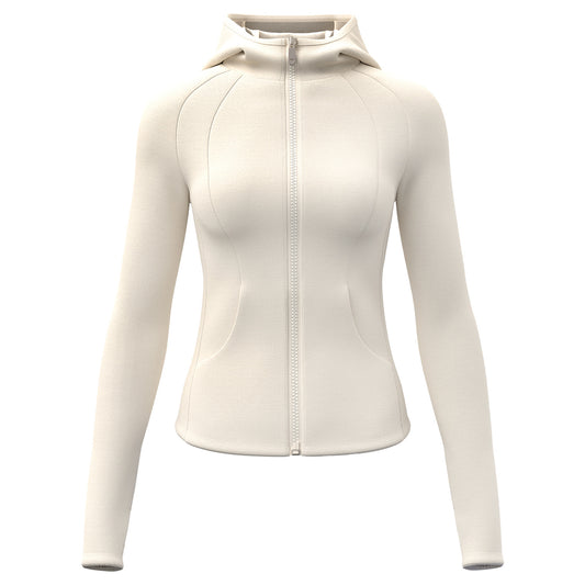 Women's New Winter Fleece Lined Thick Yoga Jacket, Slim Fit Zip Up, Windproof Hooded Sports Coat