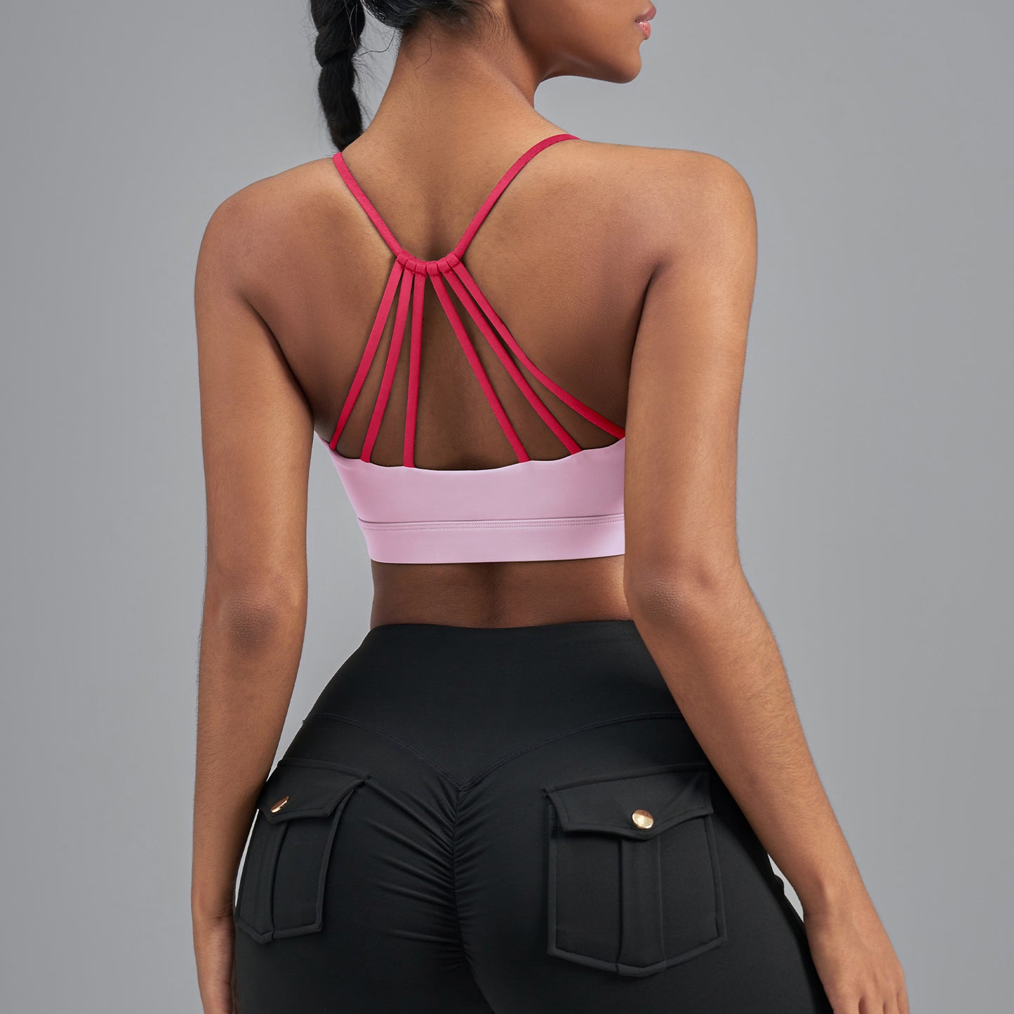 Women's Summer Color Block Sports Bra, High Impact Shockproof Push Up Beauty Back Yoga Workout Top for Running Fitness