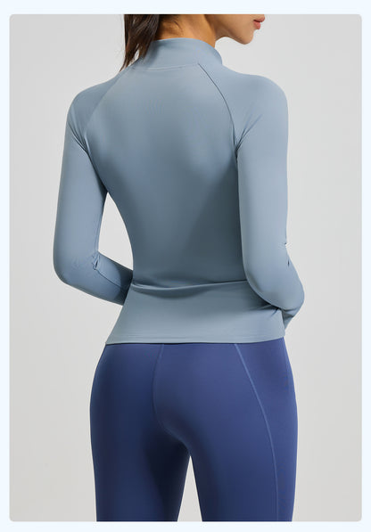 Women's Color Block Yoga Jacket, High Neck Slim Fit Naked Feeling Workout Top
