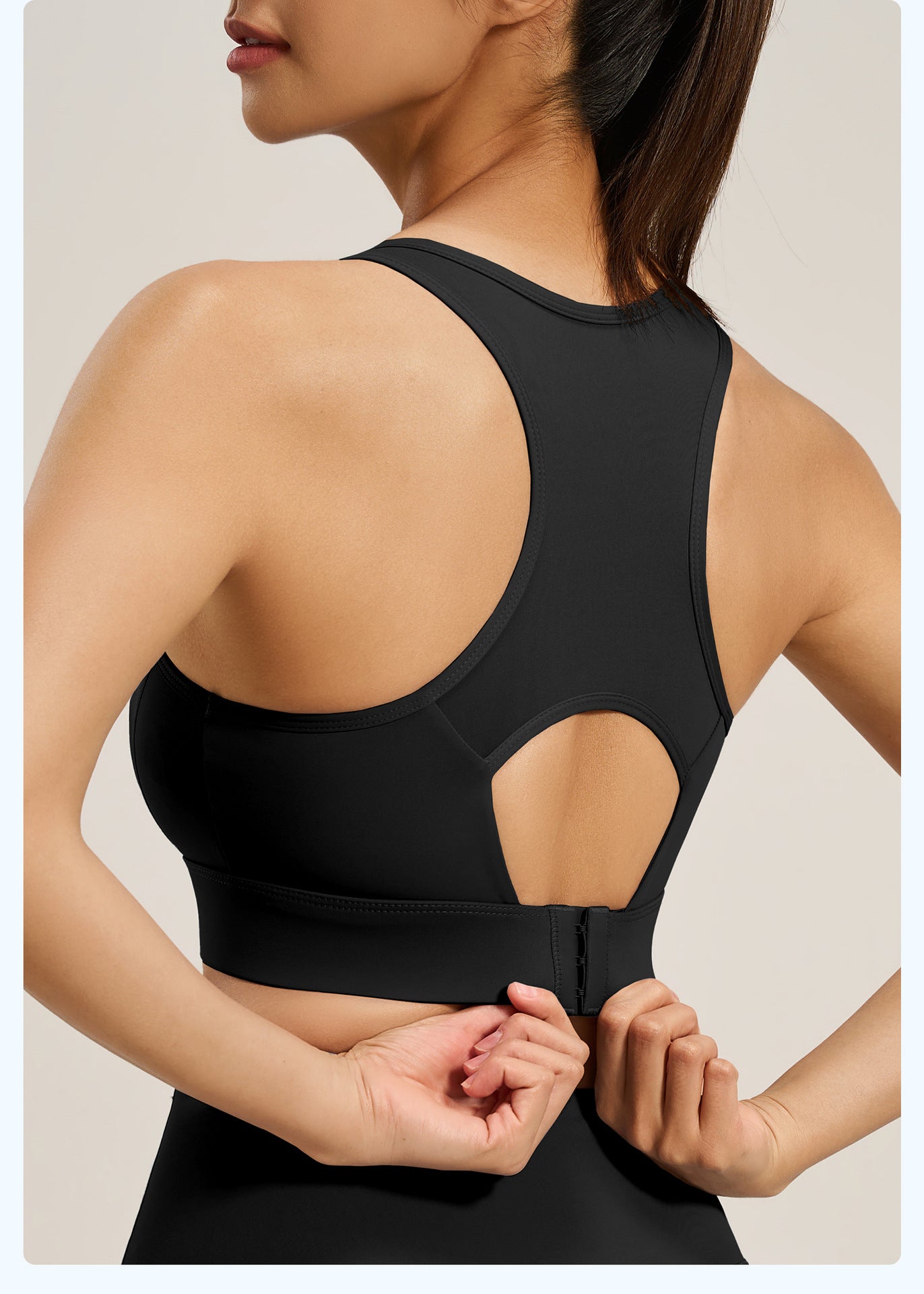 Women's Racer Back Sports Bra Adjustable Hook Closure High Support Shockproof Yoga Bra