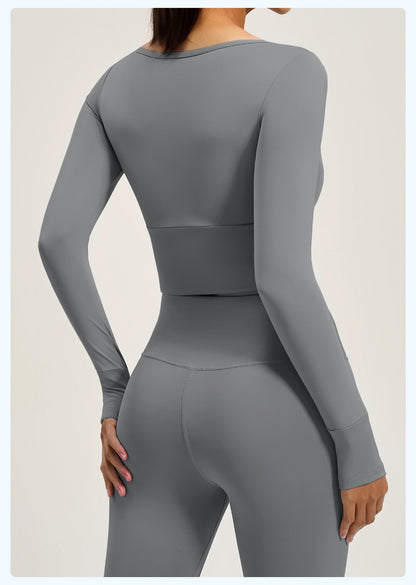 Women's Spliced Long Sleeve Yoga Top with Built-in Bra Pad, Breathable Slim Fit Sports Workout Shirt for Running Fitness
