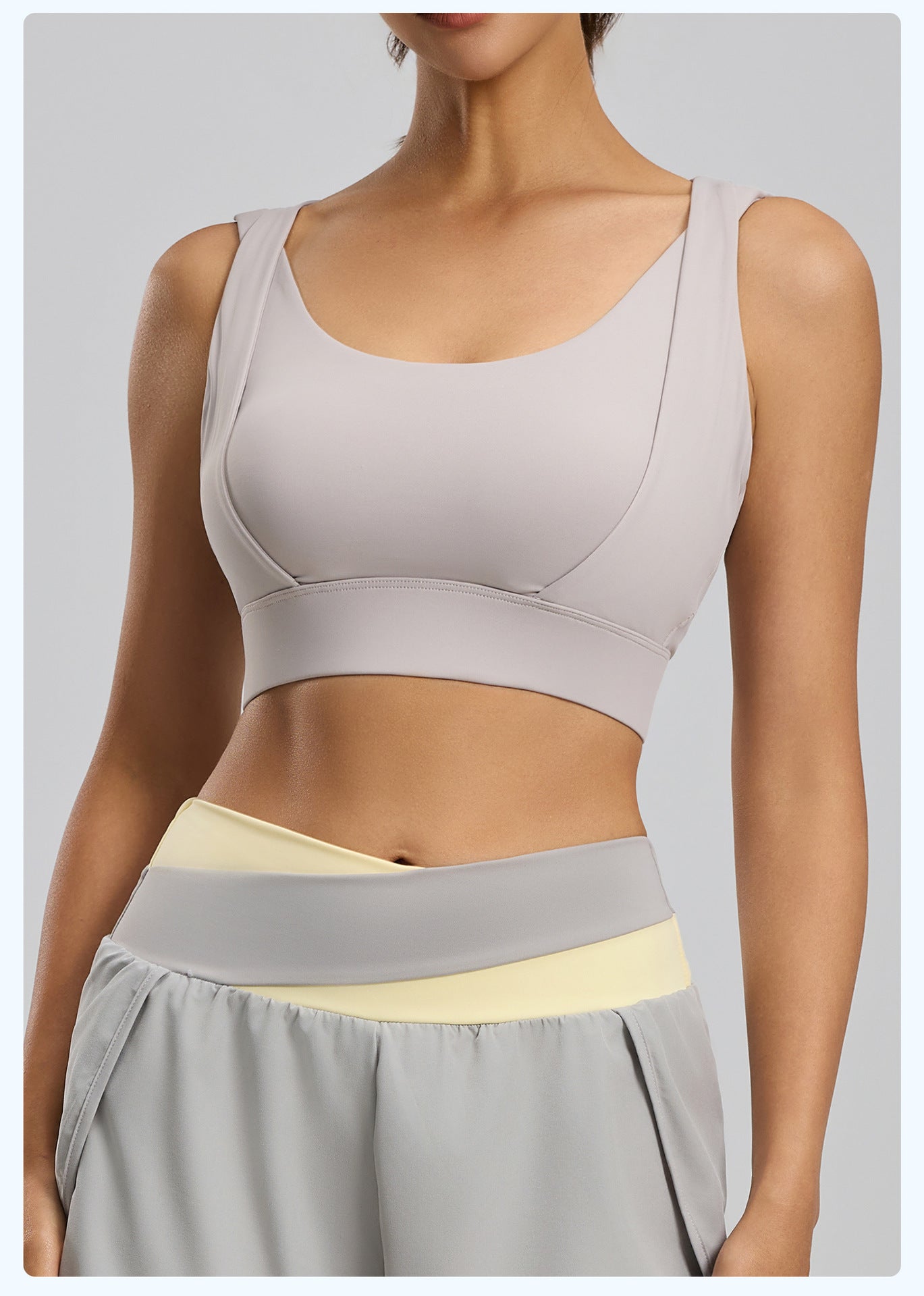 Women's Yoga Sports Bra, Push-Up Double Strap, Removable Pads, High-Impact Shockproof Naked Feeling Workout Bra