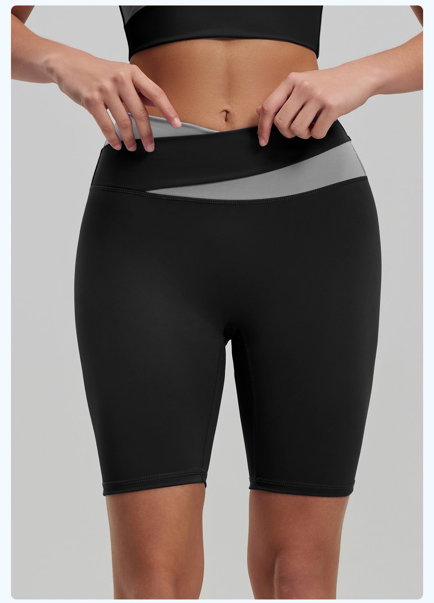 Color Block No VPL Yoga Shorts, High Elastic Slim Fit 5 Inch Biker Shorts for Fitness & Running
