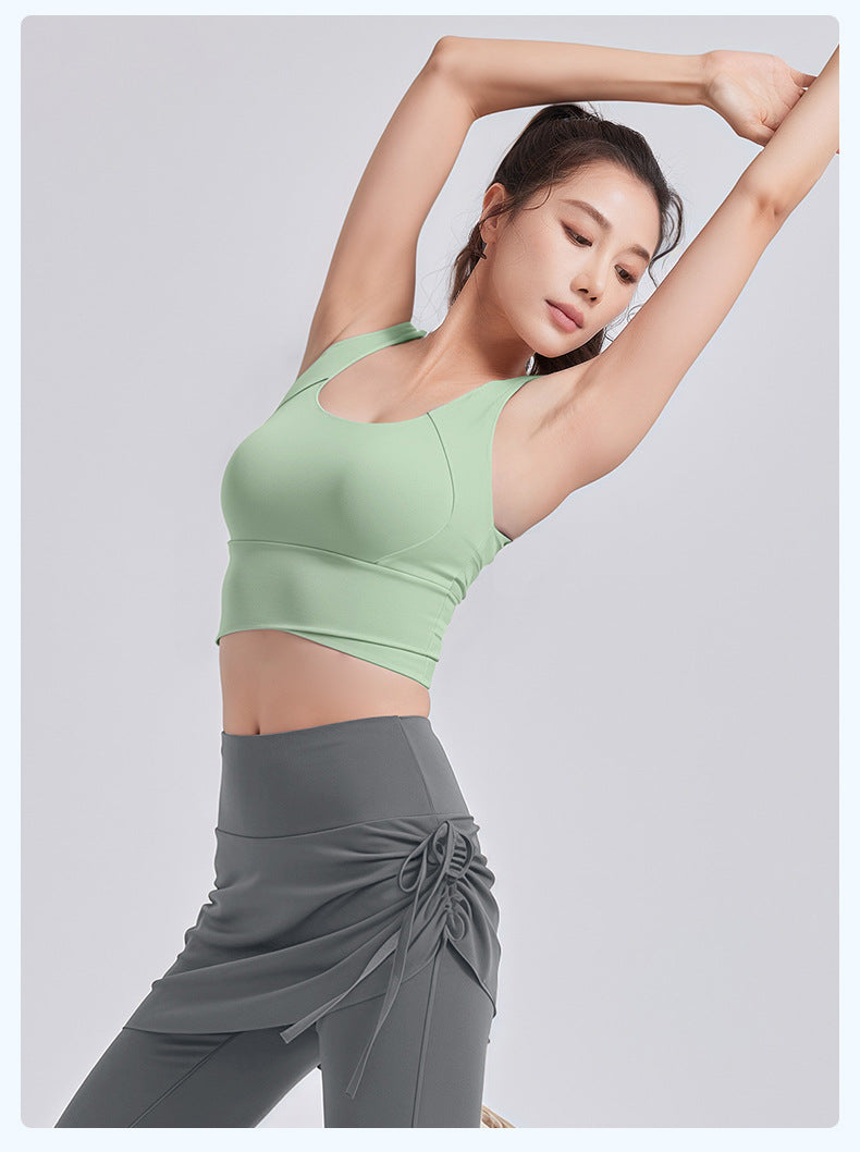High Waist Cross-Back Sports Bra for Women, Shock Absorption & Push Up Workout Tank Top for Yoga & Running