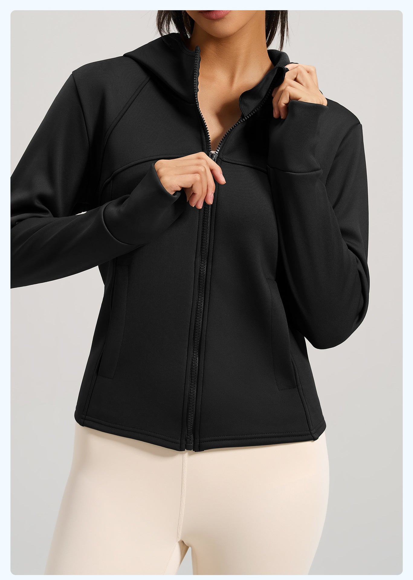 Women's Winter Fleece Lined Thick Sports Jacket, Loose Hooded Casual Yoga Coat with Pockets