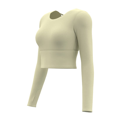 Women's Crisscross Beauty Back Long Sleeve Yoga Top, Built-in Bra, Slim Fit Sports Fitness Shirt