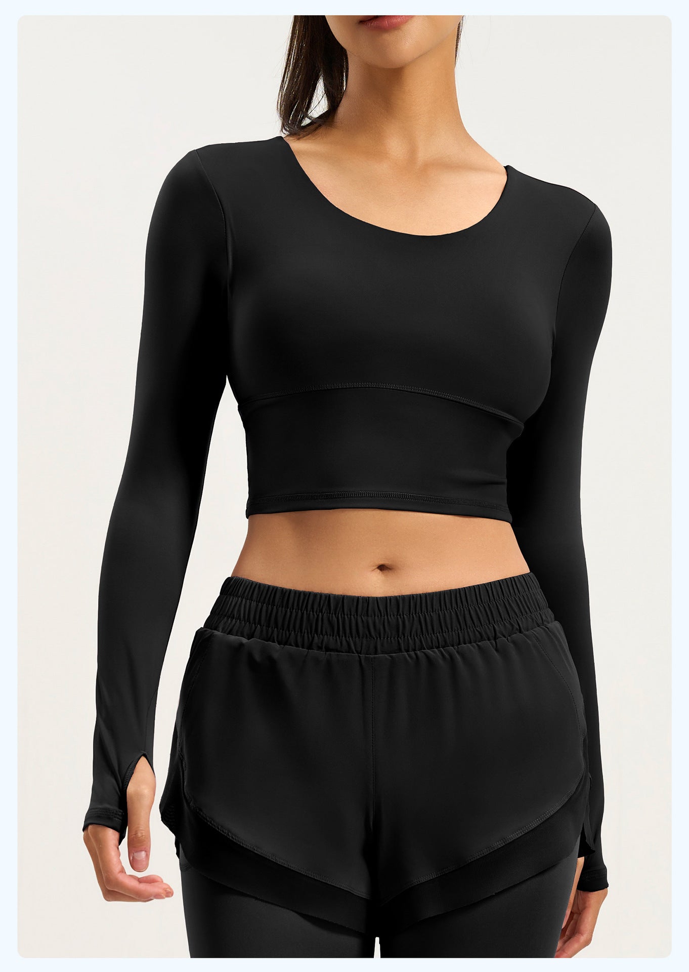 Women's Crisscross Beauty Back Long Sleeve Yoga Top, Built-in Bra, Slim Fit Sports Fitness Shirt