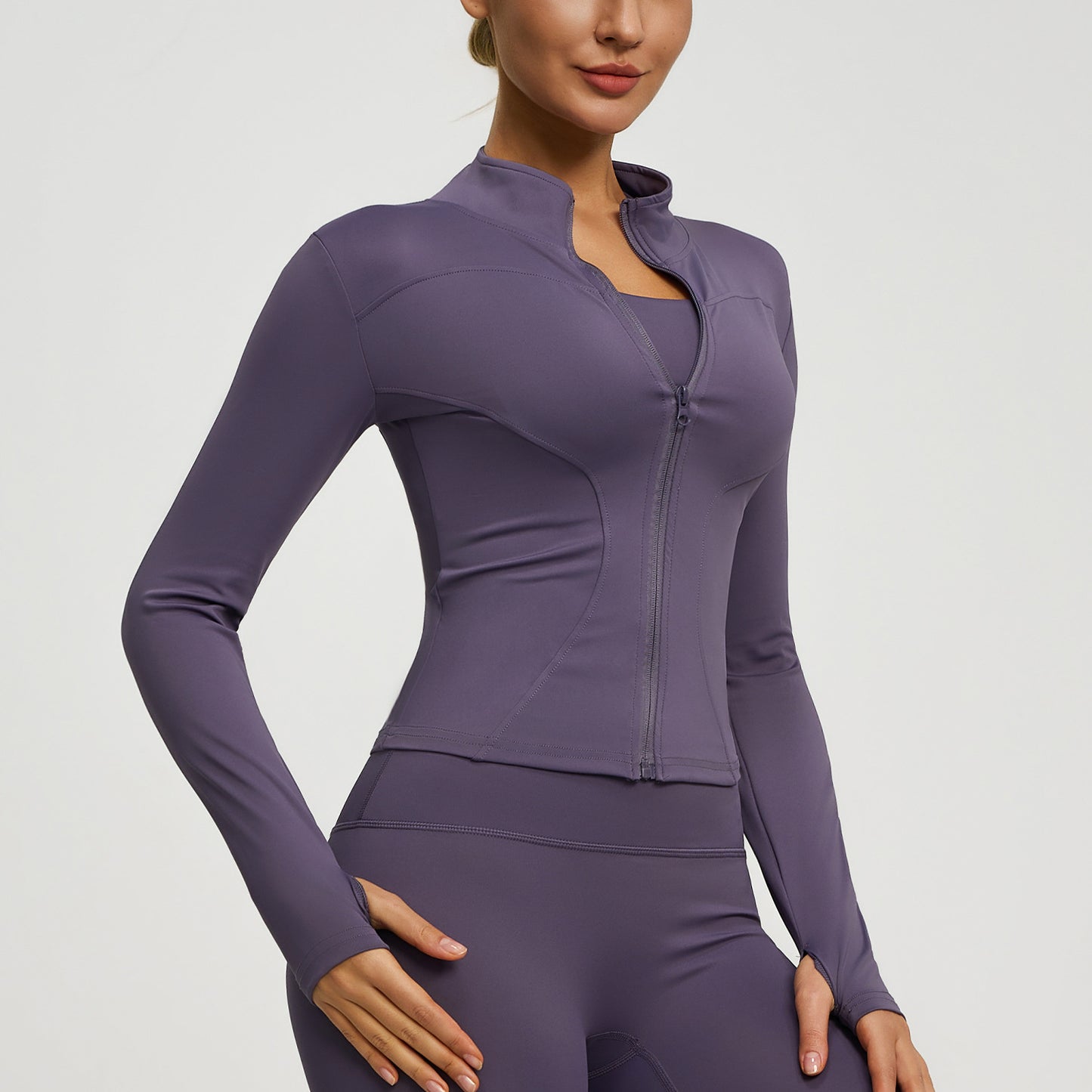 Women’s Zipper Yoga Jacket, Long Sleeve Sports Top for Running & Fitness Training
