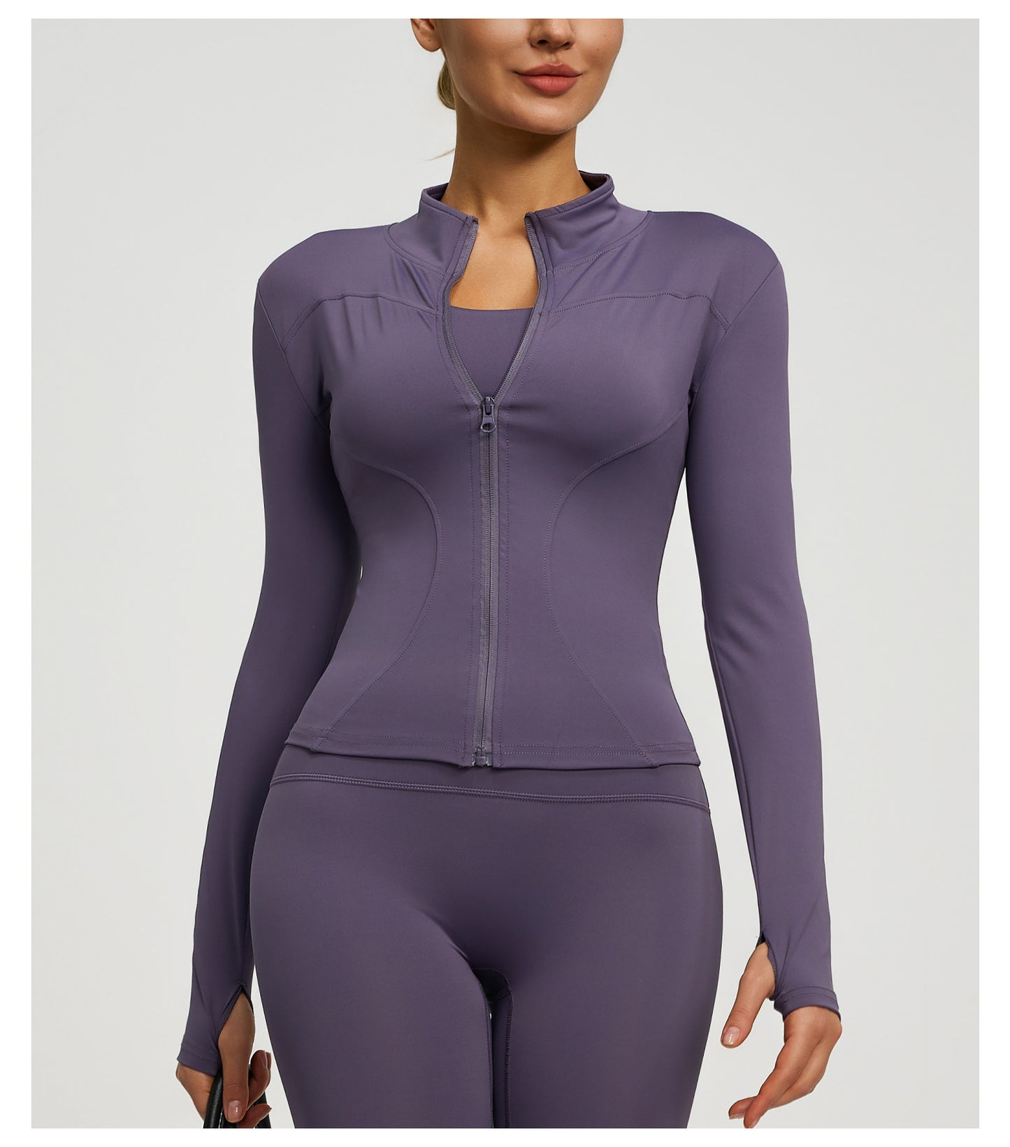 Women’s Zipper Yoga Jacket, Long Sleeve Sports Top for Running & Fitness Training
