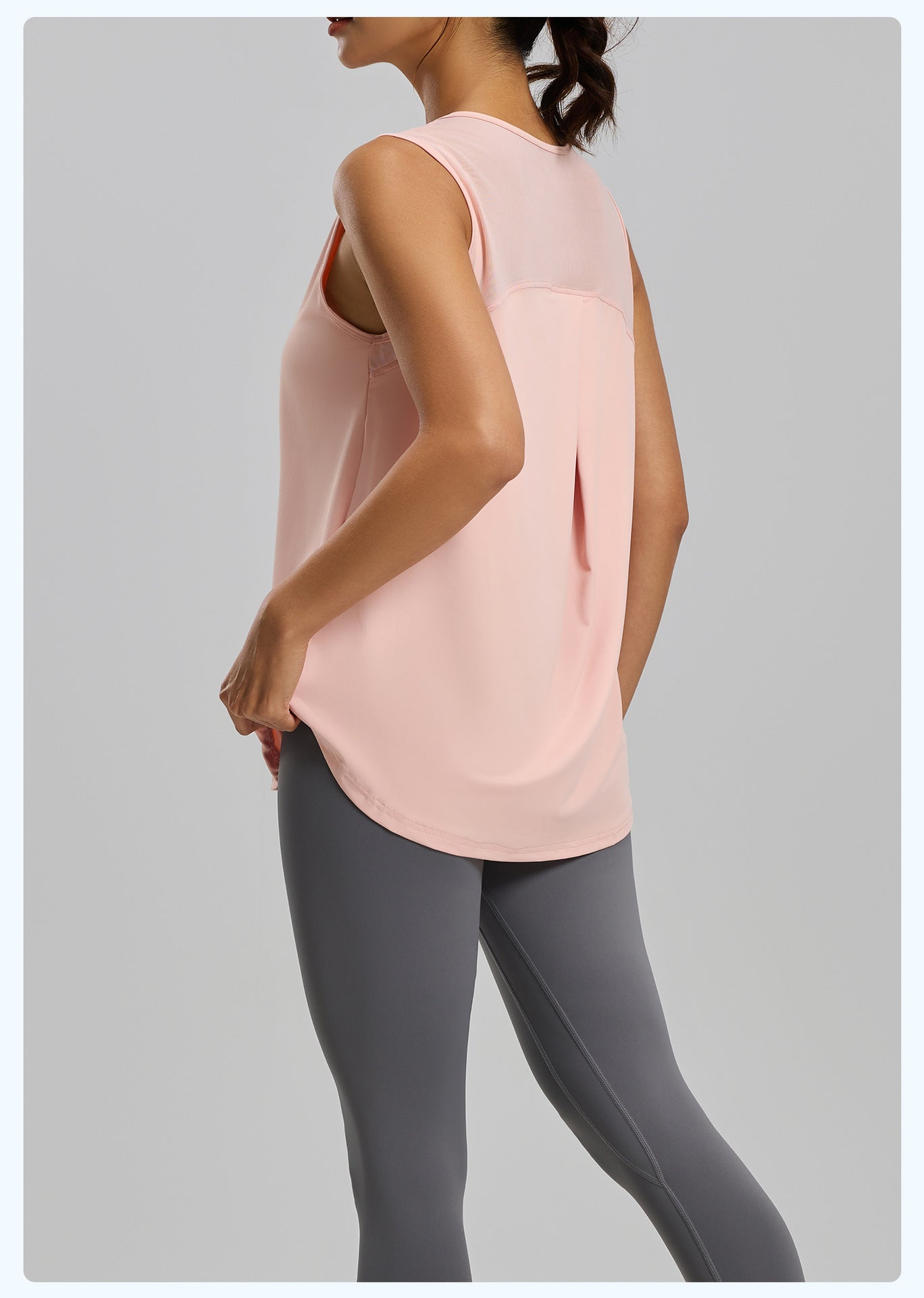 New Women’s Loose Yoga Tank Top, Mesh Back Workout Shirt, Quick-Dry Athletic Top for Running & Fitness
