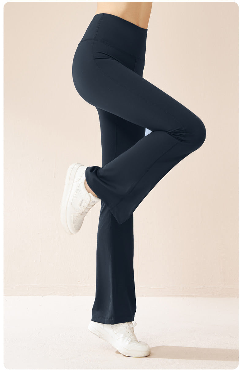 Women's High Elastic Flare Fitness Pants, High Waist Hip Lifting Tummy Control Slim Cloud-Feel Yoga Wide Leg Trousers