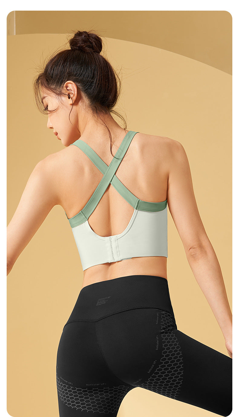 Women's One-Piece Beauty Back Yoga Sports Bra, High-Impact Shockproof with Fixed Chest Pad, Waist-Slimming & Bust-Enhancing Fitness Tank Top