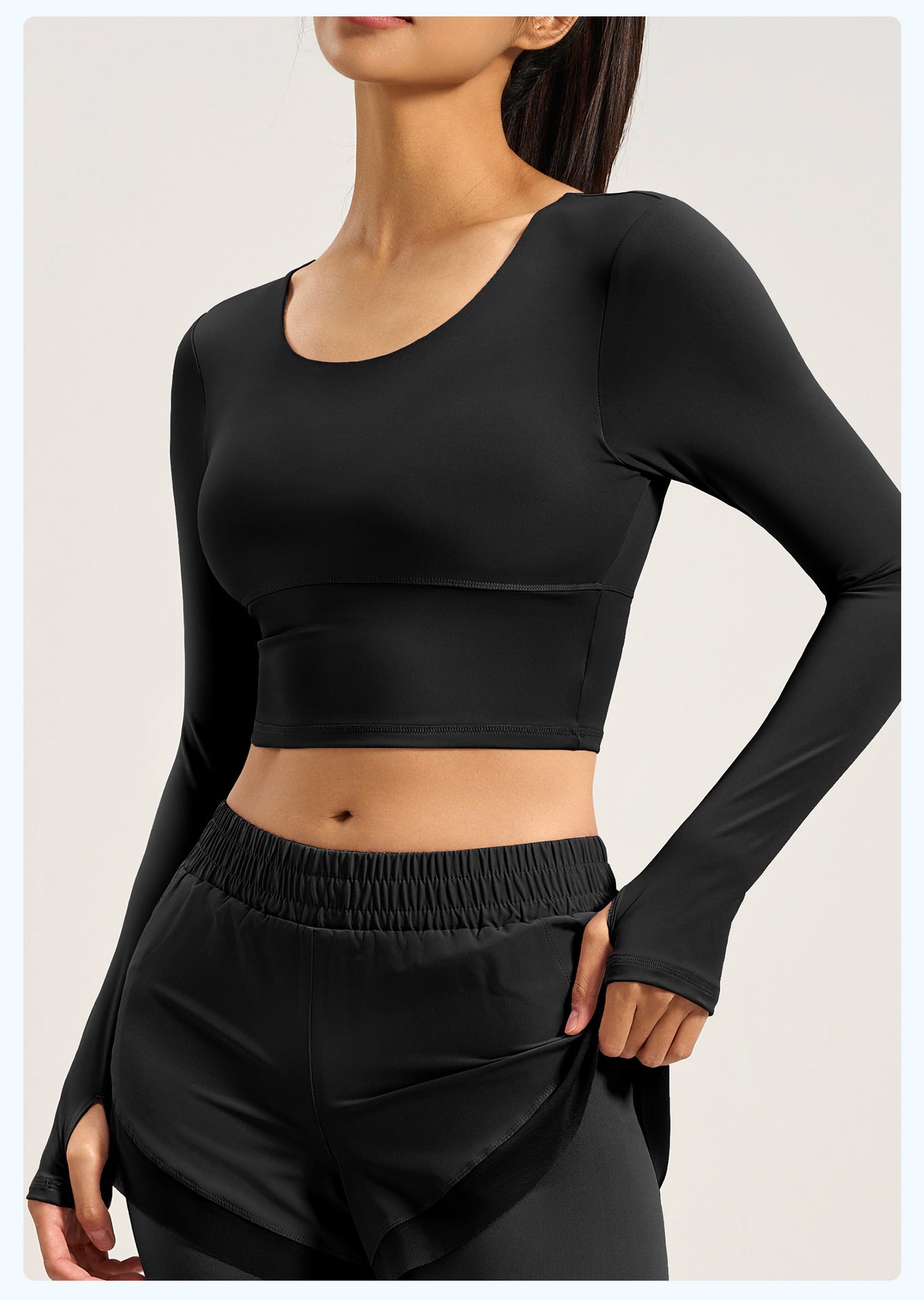 Women's Crisscross Beauty Back Long Sleeve Yoga Top, Built-in Bra, Slim Fit Sports Fitness Shirt
