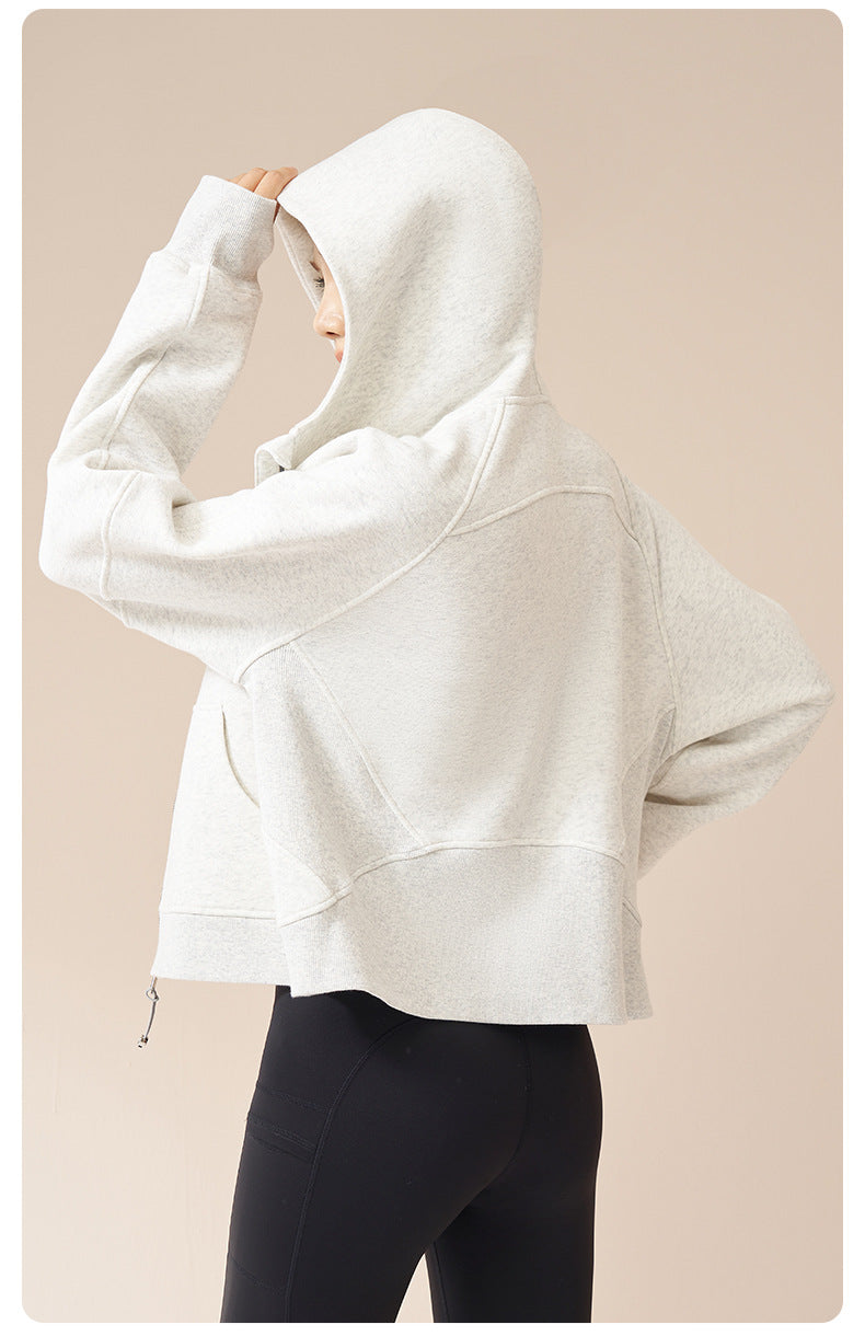 New Autumn Winter Thick Fleece Hoodie for Women, Loose Casual Outdoor Sports Warm Jacket