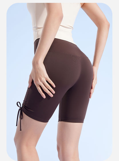 Summer New Naked Feel Yoga Shorts – Ruched High Waist Butt Lifting Knee-Length Fitness Pants