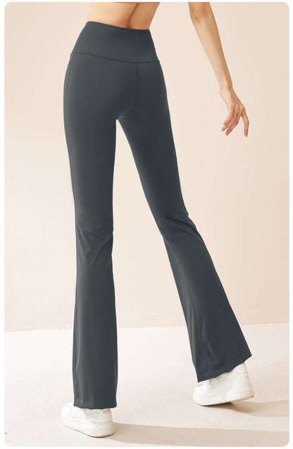 Women's High Elastic Flare Fitness Pants, High Waist Hip Lifting Tummy Control Slim Cloud-Feel Yoga Wide Leg Trousers